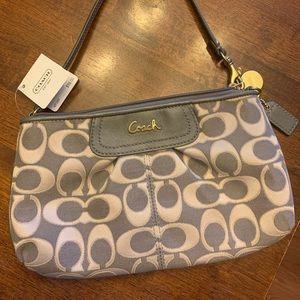 Authentic Grey/cream Coach Wristlet